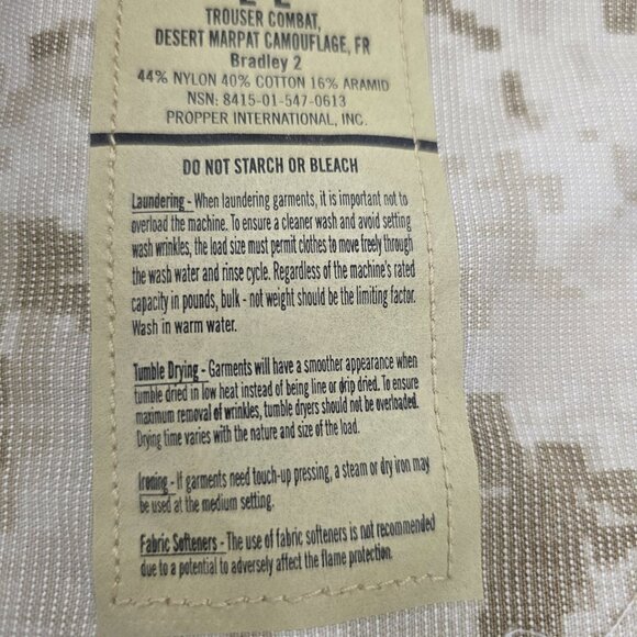 Trouser Pants Combat Desert Camouflage Bradley 2 Men's 36in W x 34in L Approx. - Picture 10 of 11